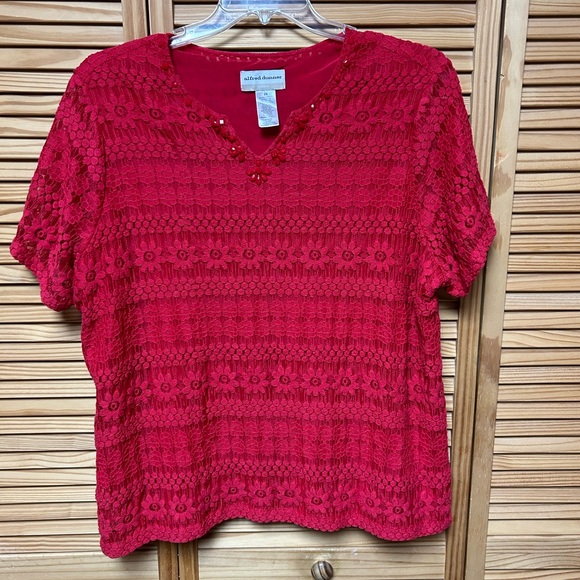 Women’s Dusty red shortsleeve 2X Dunner Cotton blend lined embroidery Valentine - Picture 1 of 5